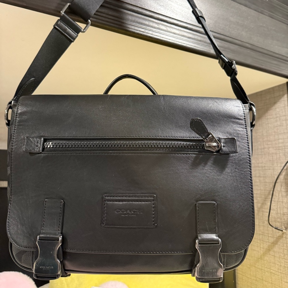 Coach Black Leather Messenger Bag